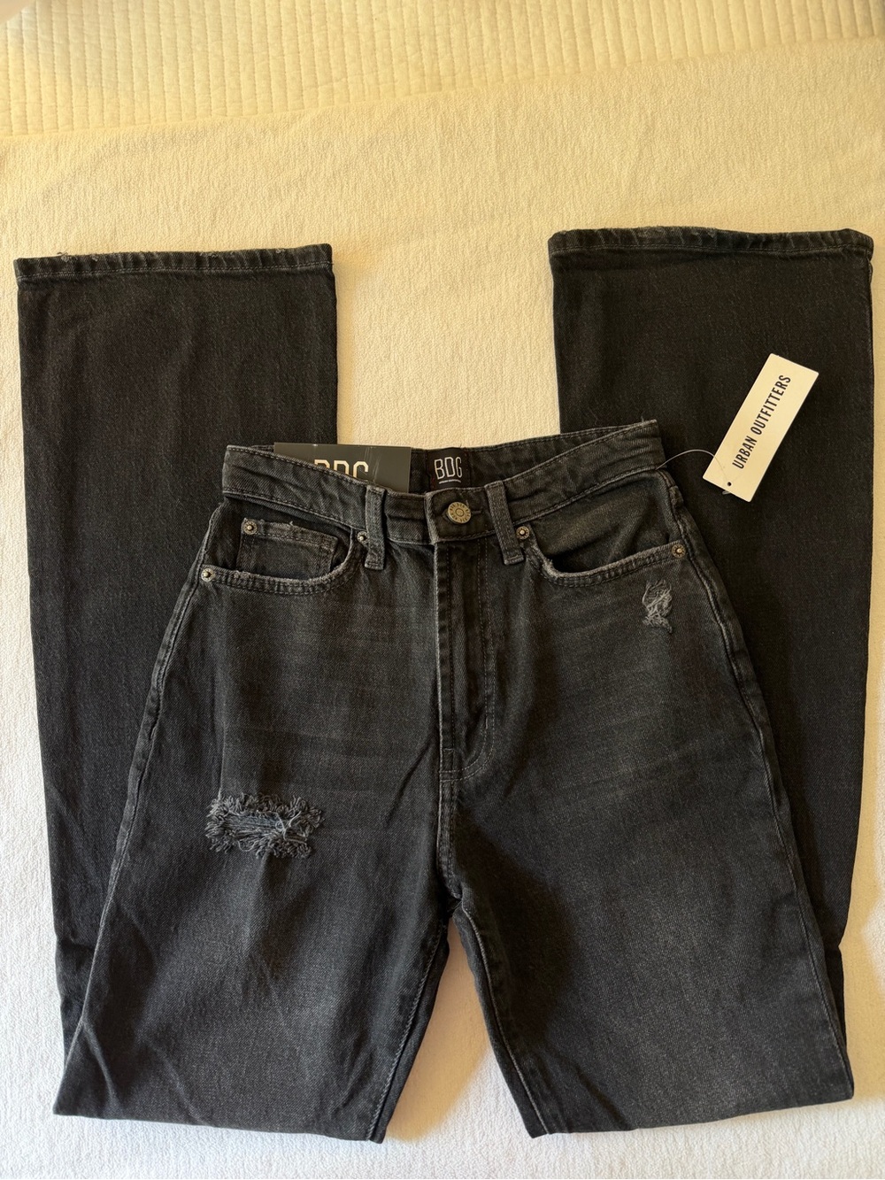 BDG Black Distressed Wide-Leg Jeans